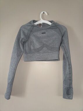 Gymshark Grey Seamless Cropped Long-Sleeve Top